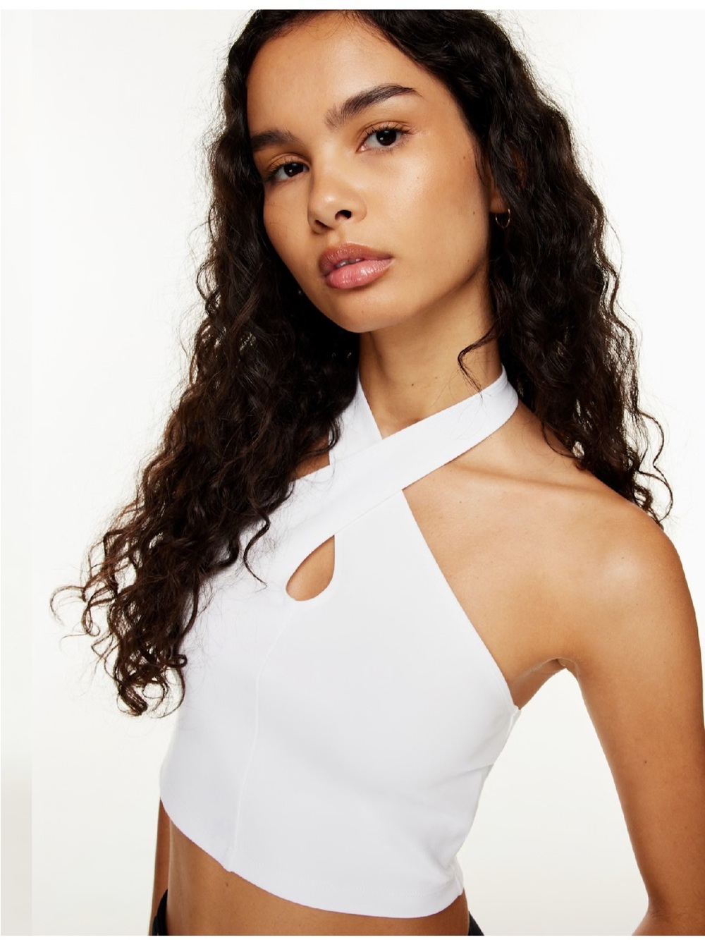 Sunday Best White Halter Keyhole Crop Top | Size Small Y2K